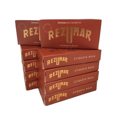 Rezumar - Red Label - Cantabrian Anchovy Fillets - 10 Packs of 50 g